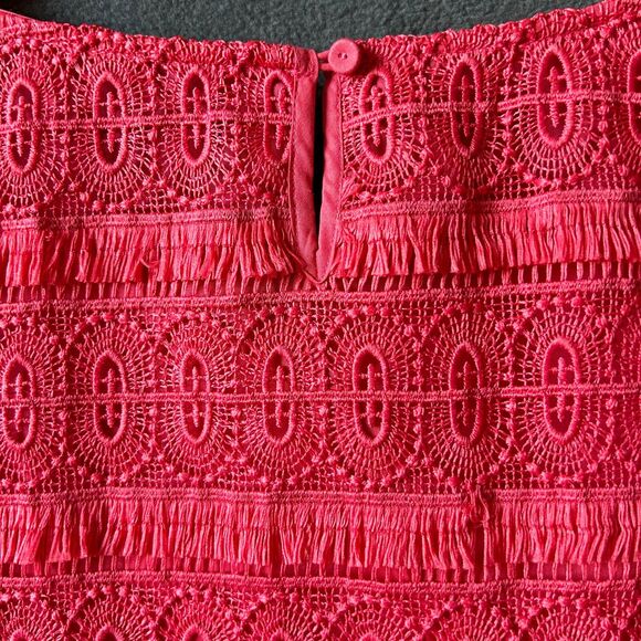 Talbots Coral Eyelash Fringe Lace Sleeveless Top Side Zip-Women's Size 12 Petite - Picture 3 of 9